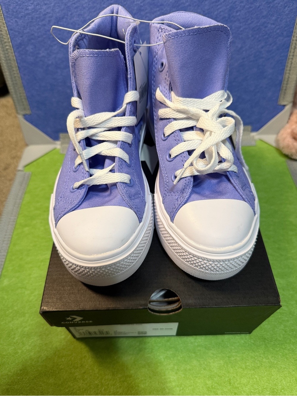 Converse Kids High-Top Sneakers in Periwinkle and White